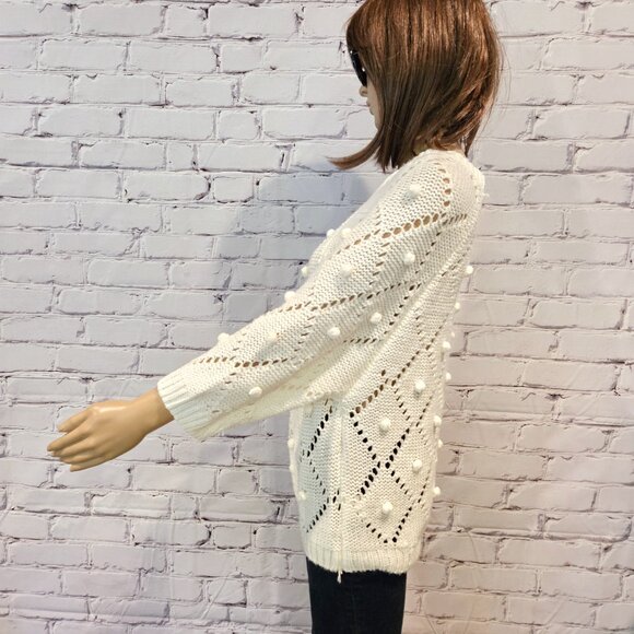 KATSUMI, Ivory open knit 3/4 sleeve sweater - Picture 10 of 12